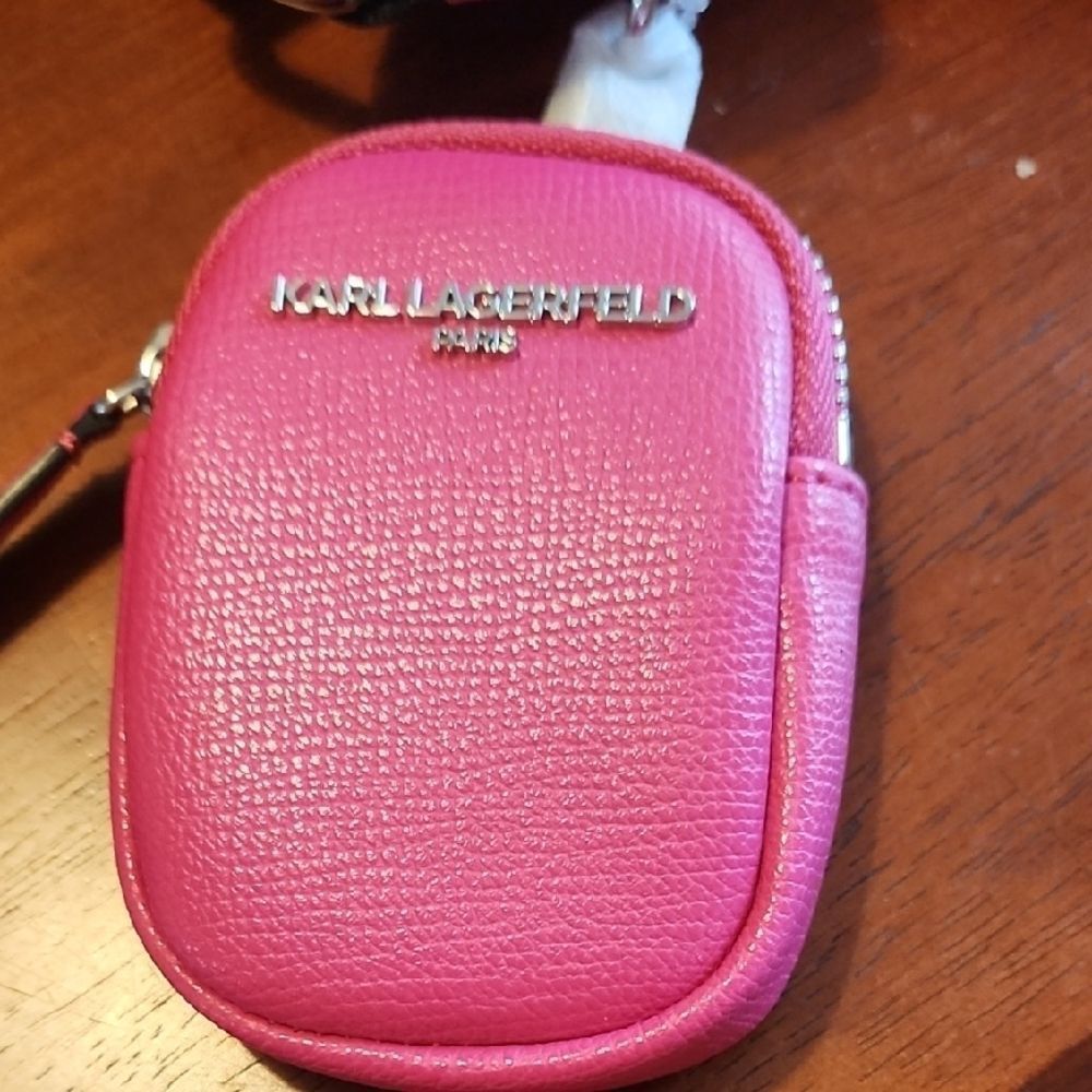Karl Lagerfeld Vibrant Pink Crossbody Bag with Graphic Accents - Picture 3 of 4